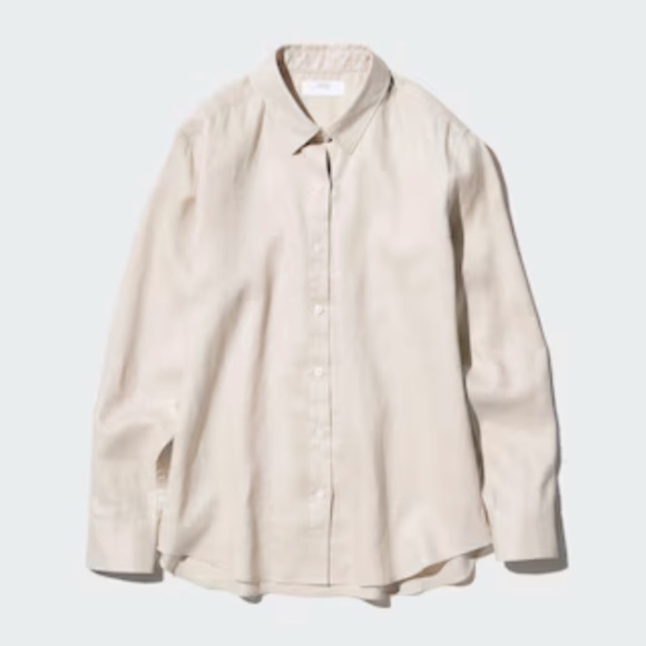 (NWOT) Uniqlo Premium Linen Shirt Natural - Picture 1 of 6